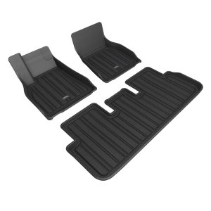 Tesla Model S Floor Mat Set - Front + Rear - 3D MAXpider - Elitect - Black - `21-`24 Tesla Model S Floor Mat Set - Front + Rear - 3D MAXpider - Elitect - Black - `21-`24